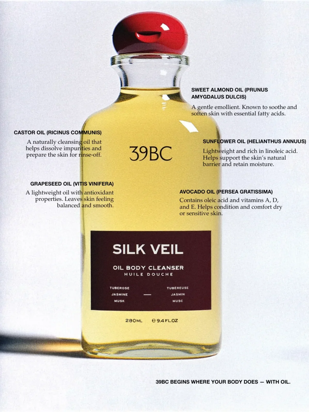 39BC | Oil Body Cleanser - Silk Veil - 280ml - Image 3