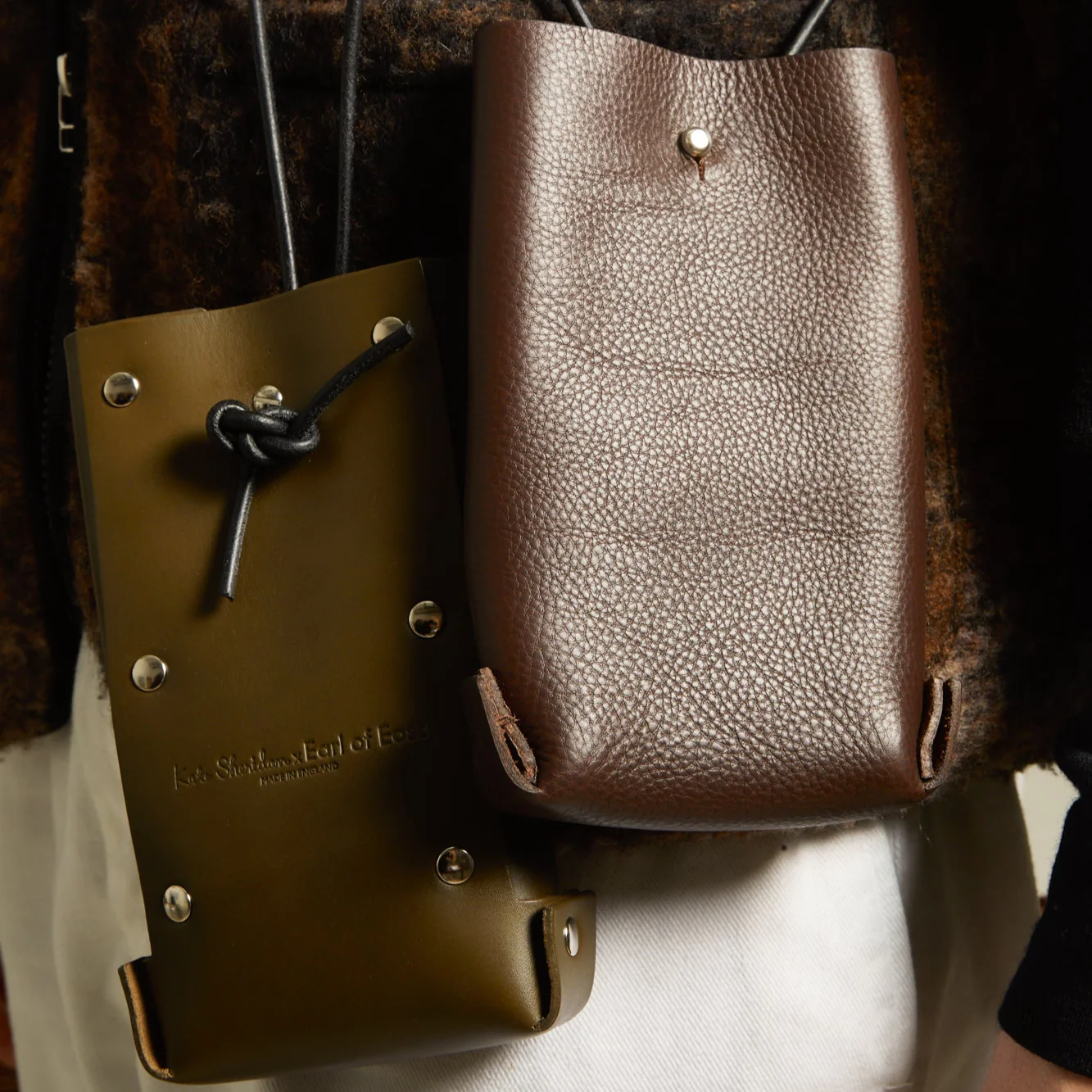 Earl of East x Kate Sheridan | Leather Jigsaw Pouch - Tumbled Brown - Image 4