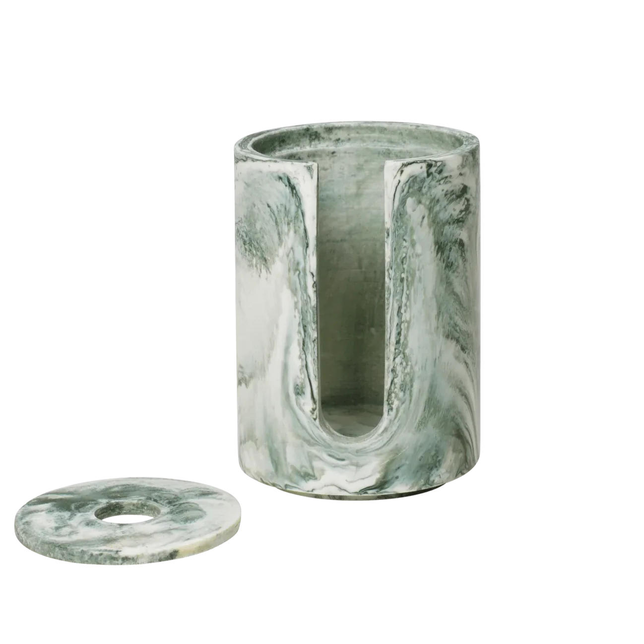 ferm LIVING | Mist Cotton Pad Holder - Emerald Off-White
