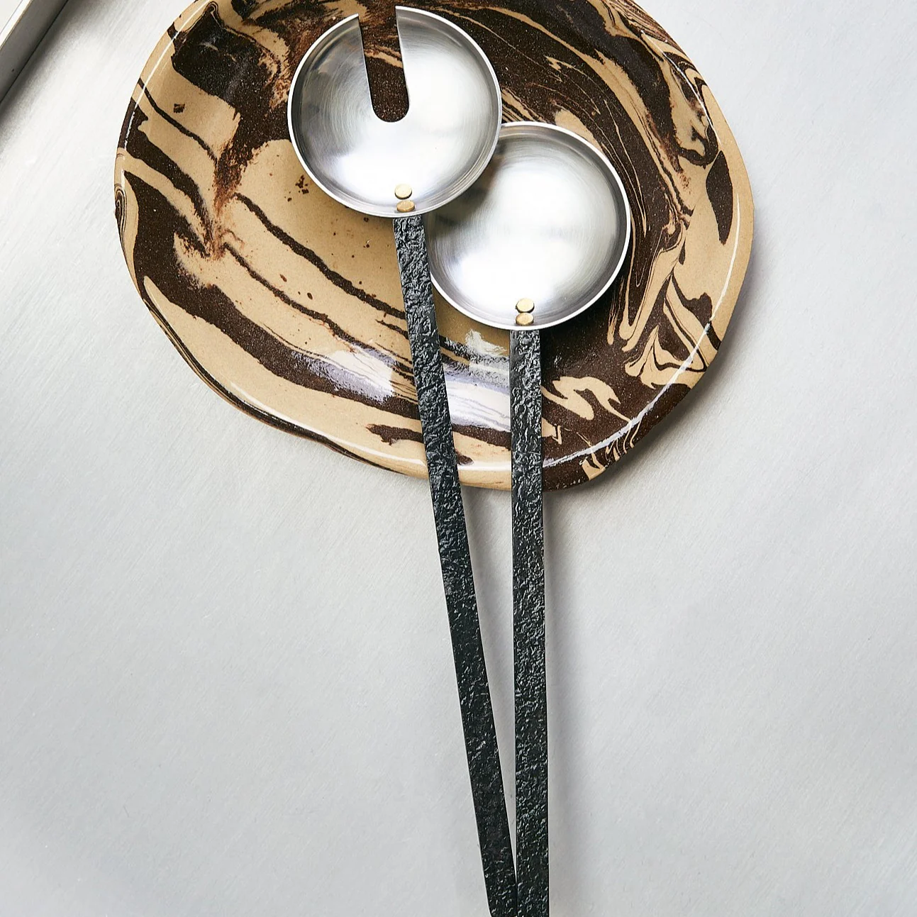 ferm LIVING | Obra Salad Servers - Stainless Steel - Image 2