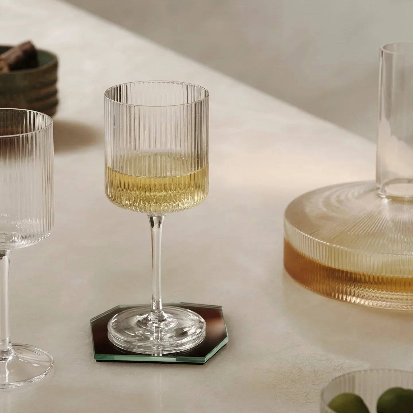 ferm LIVING | Ripple White Wine Glasses - Set of Two - Clear - Image 3