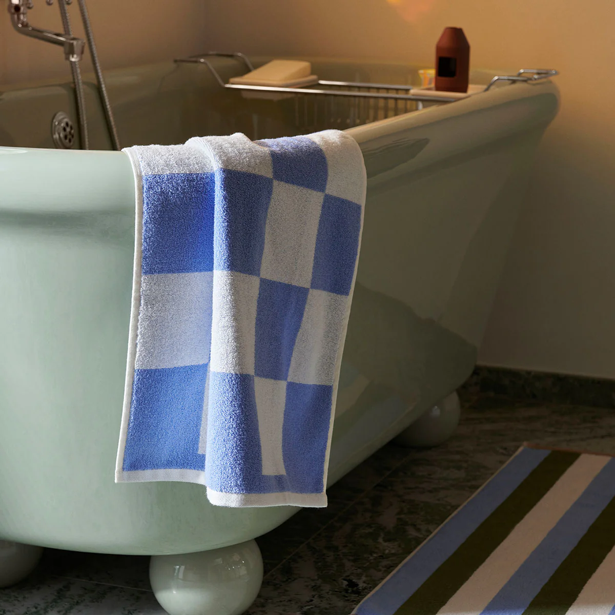HAY | Check Bath Mat - Sky Blue - Image 2