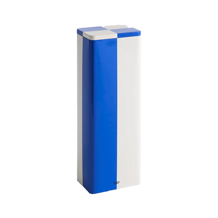 HAY | Tin Container - Slim - Blue and Off-White