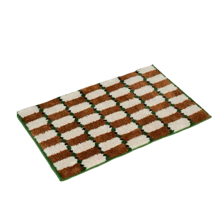 Inspecial Home | Checker Bath Rug Absorbent Mat - Brown