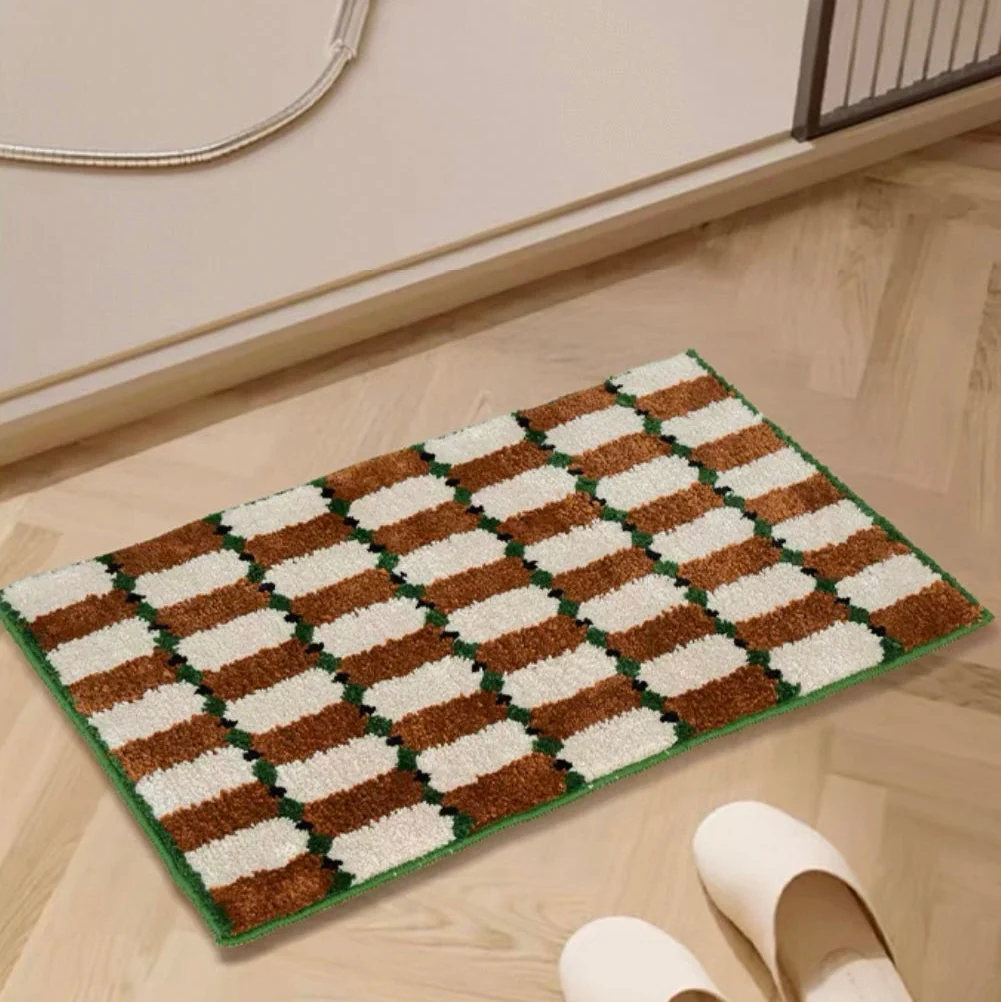 Inspecial Home | Checker Bath Rug Absorbent Mat - Brown - Image 2