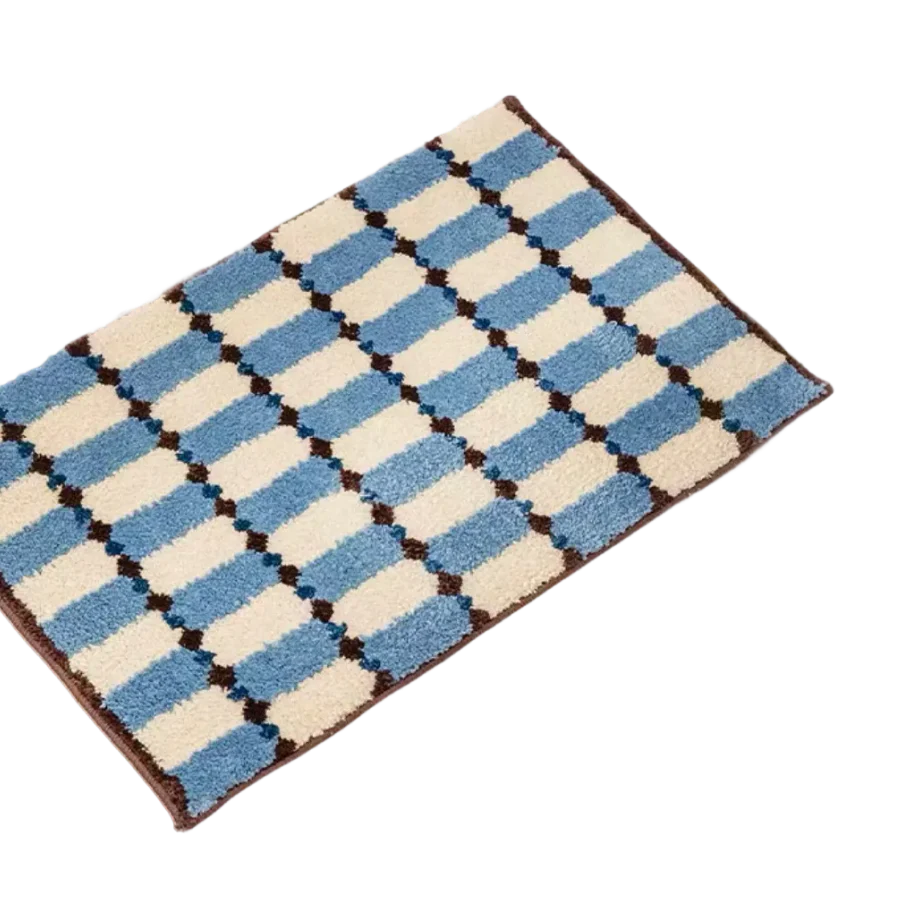 Inspecial Home | Checker Bath Rug Absorbent Mat - Blue