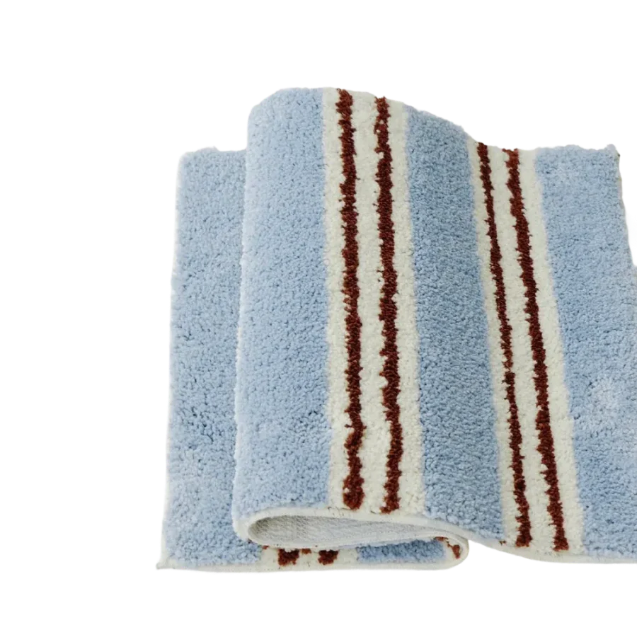 Inspecial Home | Retro Stripe Surf Ripple Bath Rug - Blue