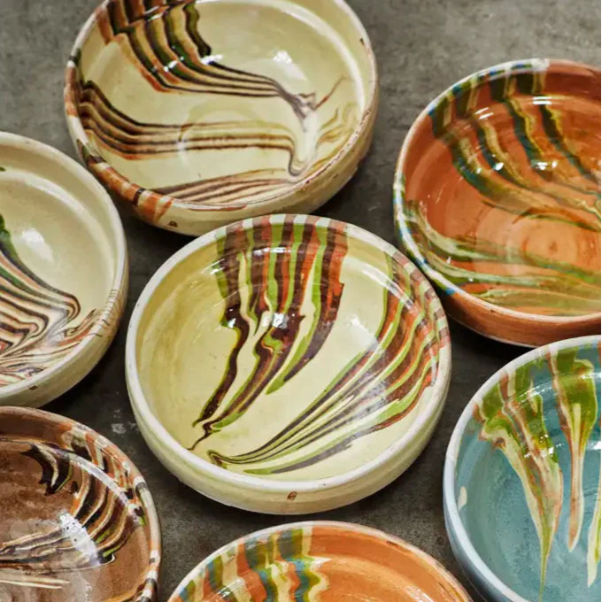 Madam Stoltz | Earthenware Bowl - Hand Painted Cream - Image 2
