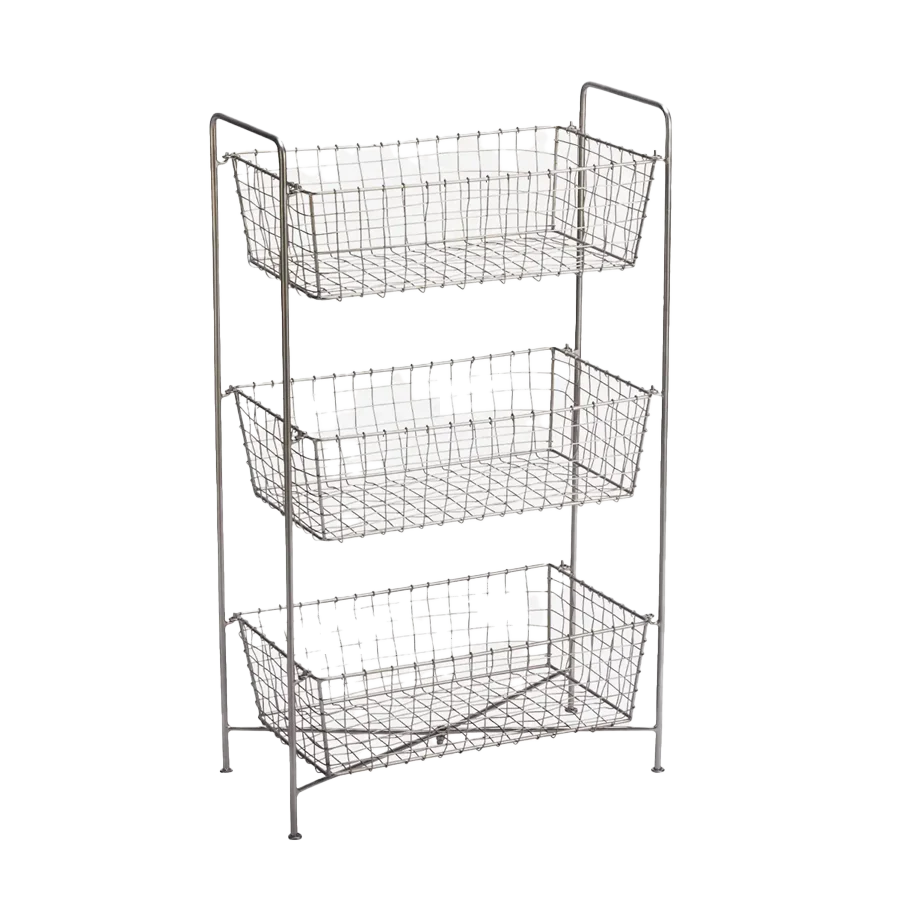 Madam Stoltz | Iron Rack With Baskets - Steel