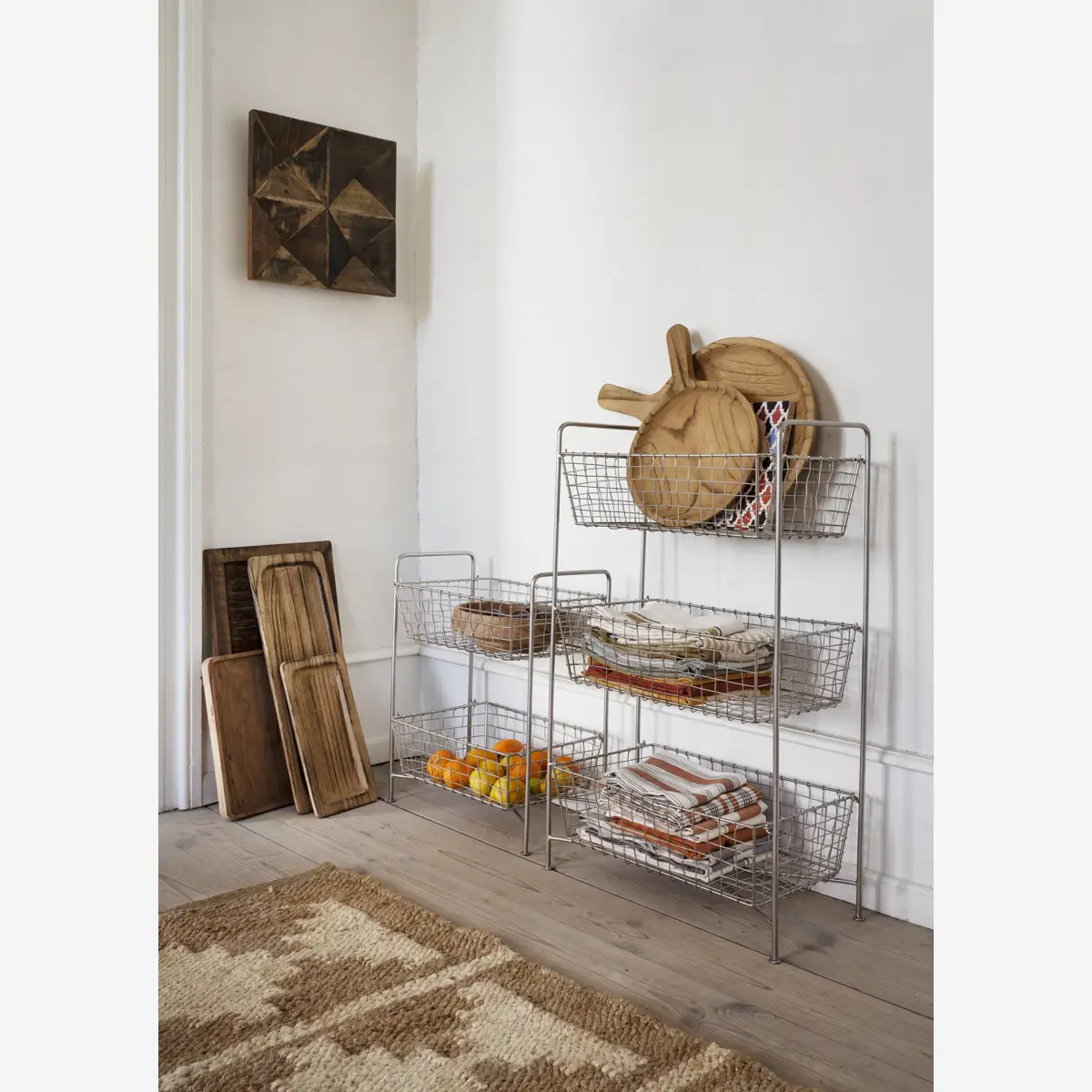 Madam Stoltz | Iron Rack With Baskets - Steel - Image 2