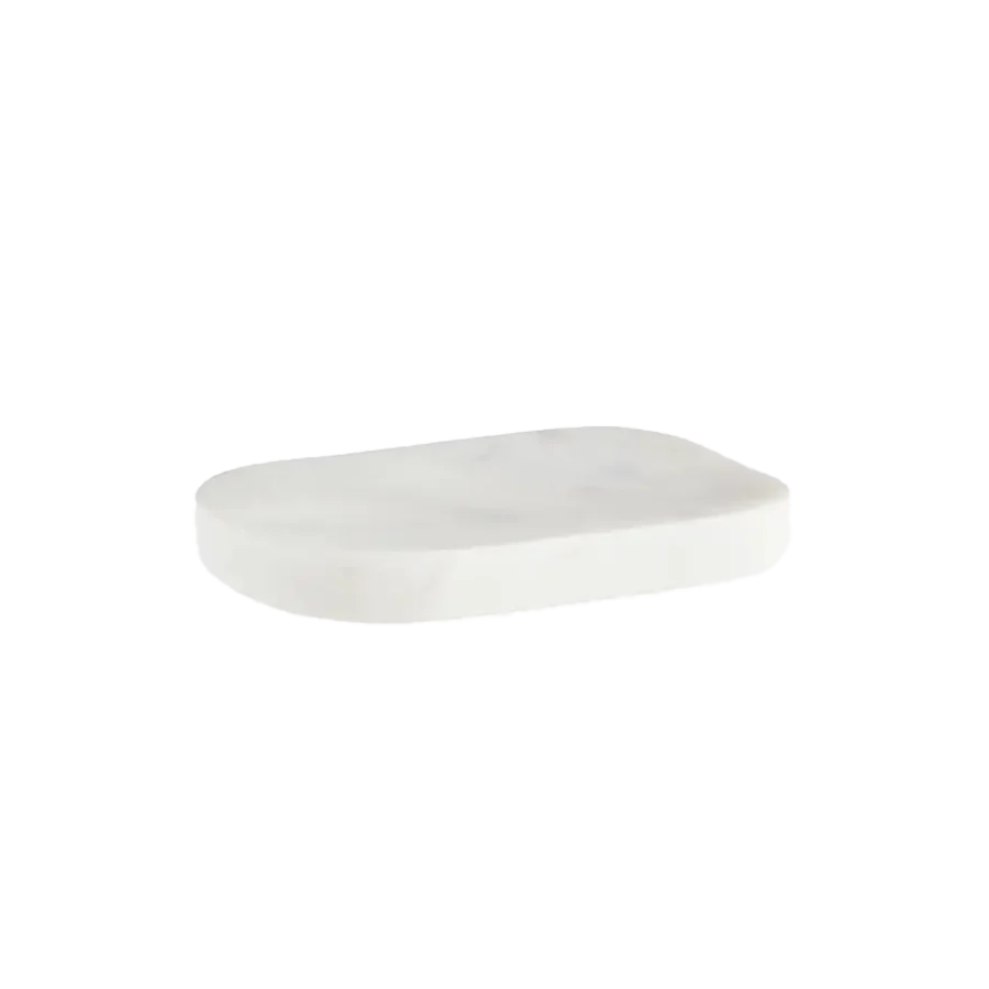 Madam Stoltz | Oval Marble Soap Dish - White