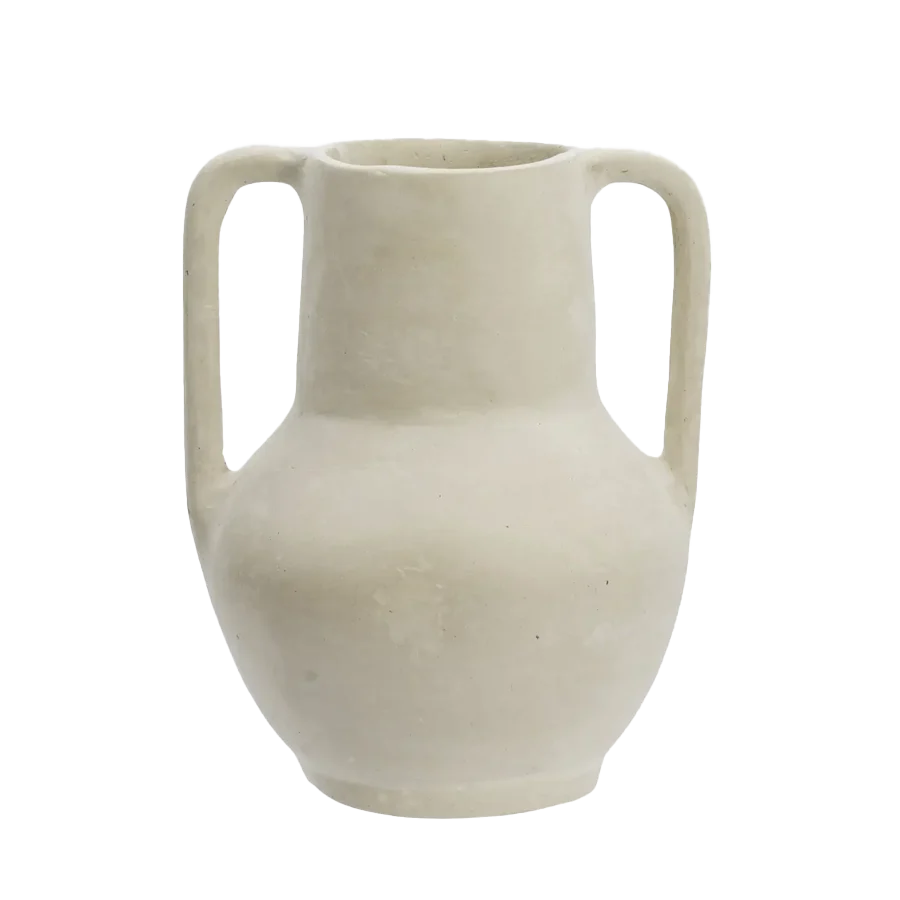Madam Stoltz | Paper Mache Vase - Natural white