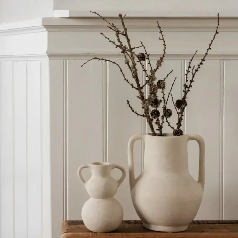 Madam Stoltz | Paper Mache Vase - Natural white - Image 2