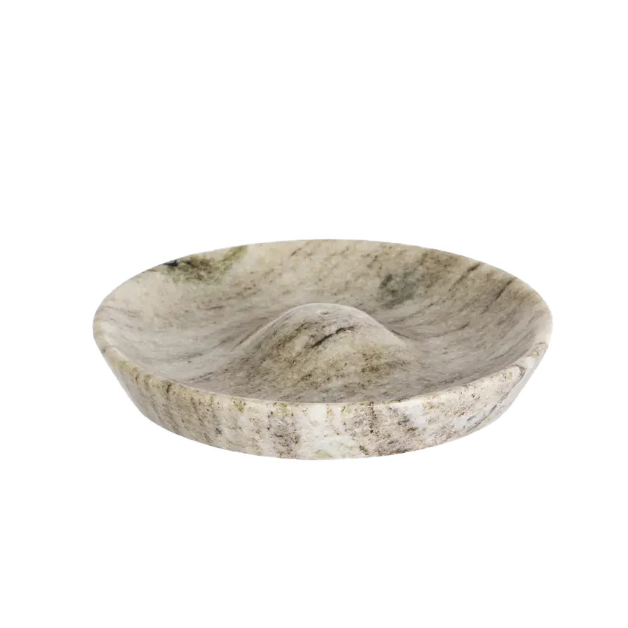 Madam Stoltz | Round Marble Incense Holder - Beige