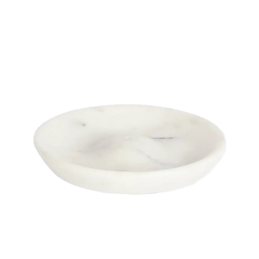 Madam Stoltz | Round Marble Incense Holder - White