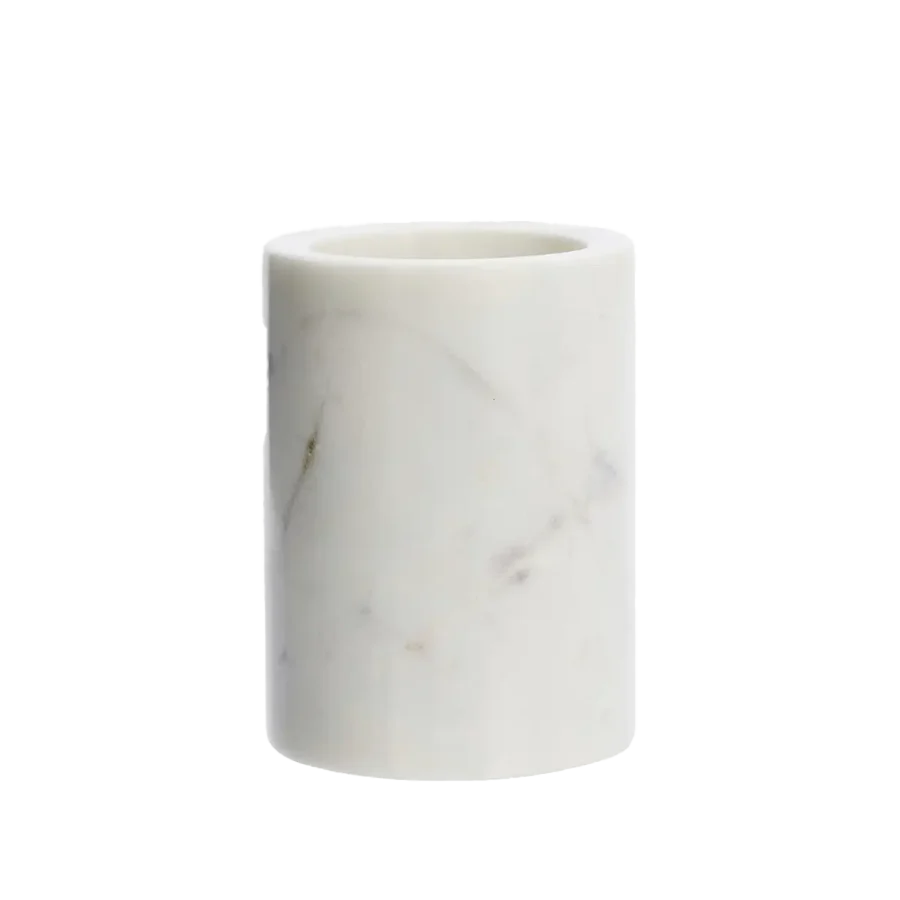 Madam Stoltz | Round Marble Jar - White