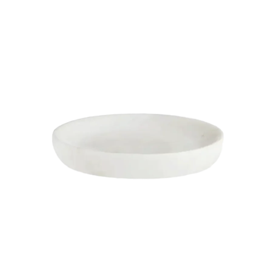 Madam Stoltz | Round Marble Tray - White